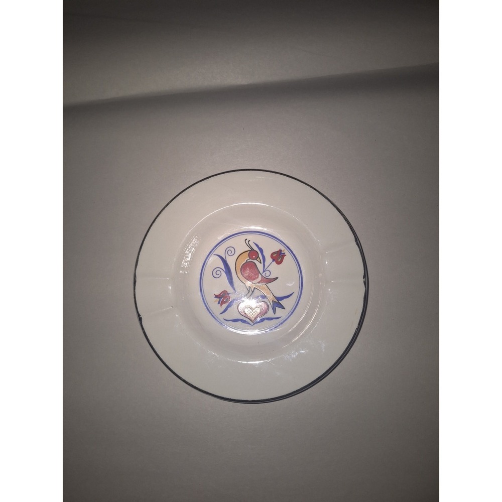 Vintage Distel Hex Pottery Pa Dutch Country An Omen of Good Luck Ashtray Trinket